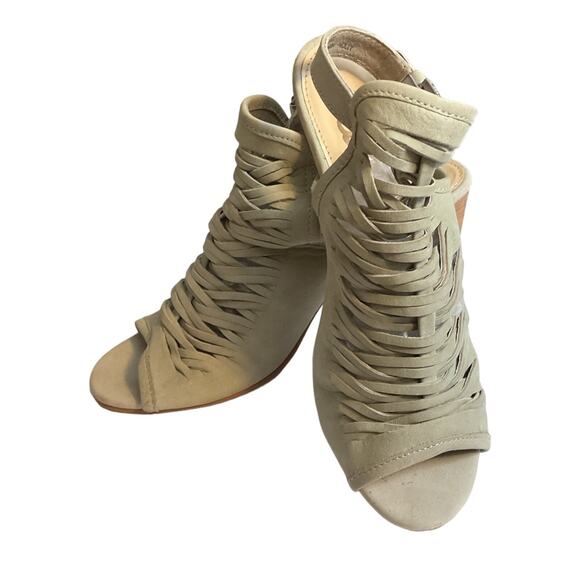 Sam Edelman Holly Leather Booties Light Greenish Beige Block Heel Ankle Size 7.5 - Picture 8 of 16